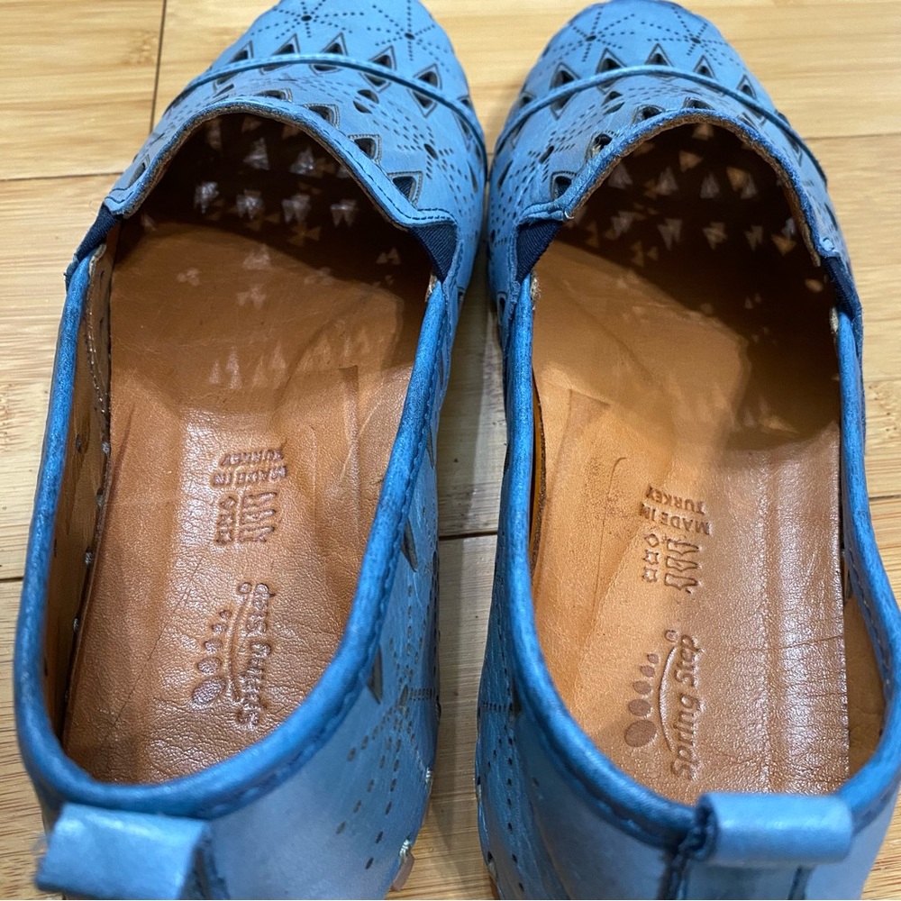 Spring Step Fusaro Leather Slip-On Flats Blue Cutout Comfort Shoes Sz 40 / US 9 - Picture 4 of 10